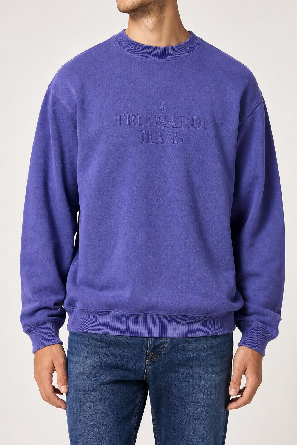 Felpa girocollo Trussardi Jeans blu vintage – Uomo Taglia M