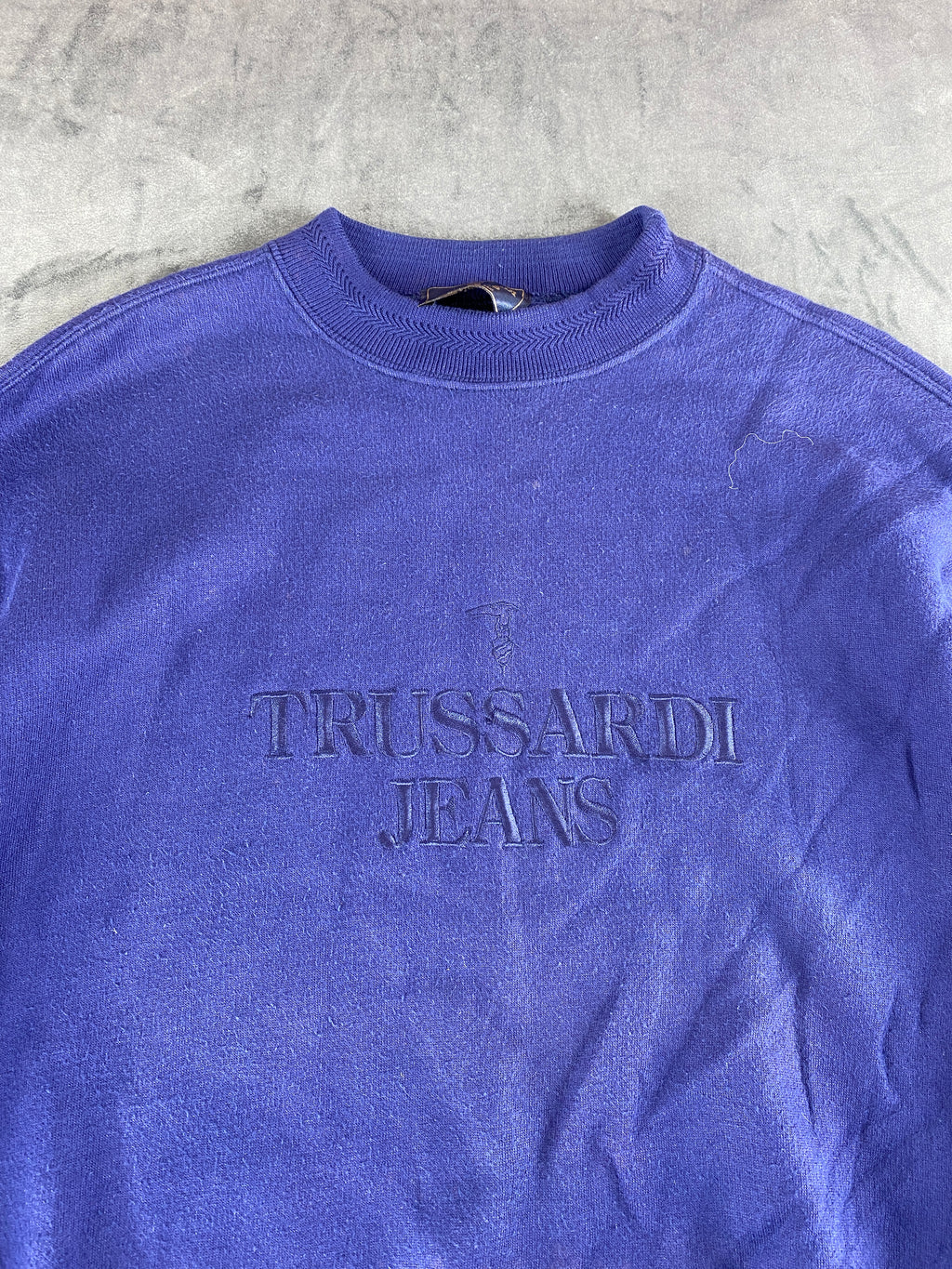 Felpa girocollo Trussardi Jeans blu vintage – Uomo Taglia M