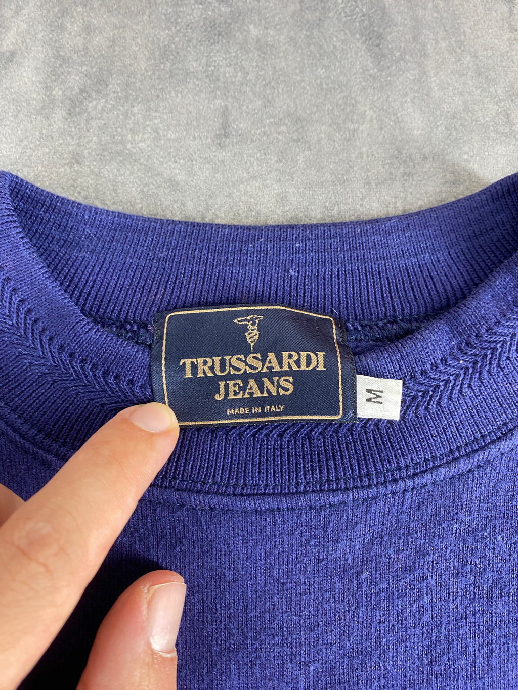 Felpa girocollo Trussardi Jeans blu vintage – Uomo Taglia M