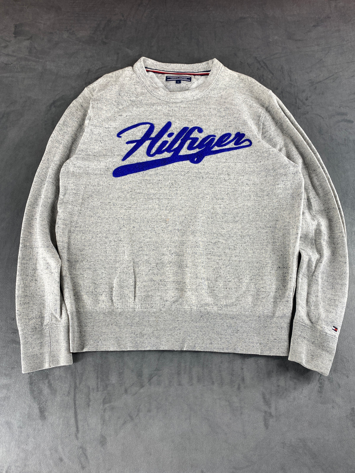 Felpa girocollo Tommy Hilfiger grigia logo vintage – Donna Taglia L