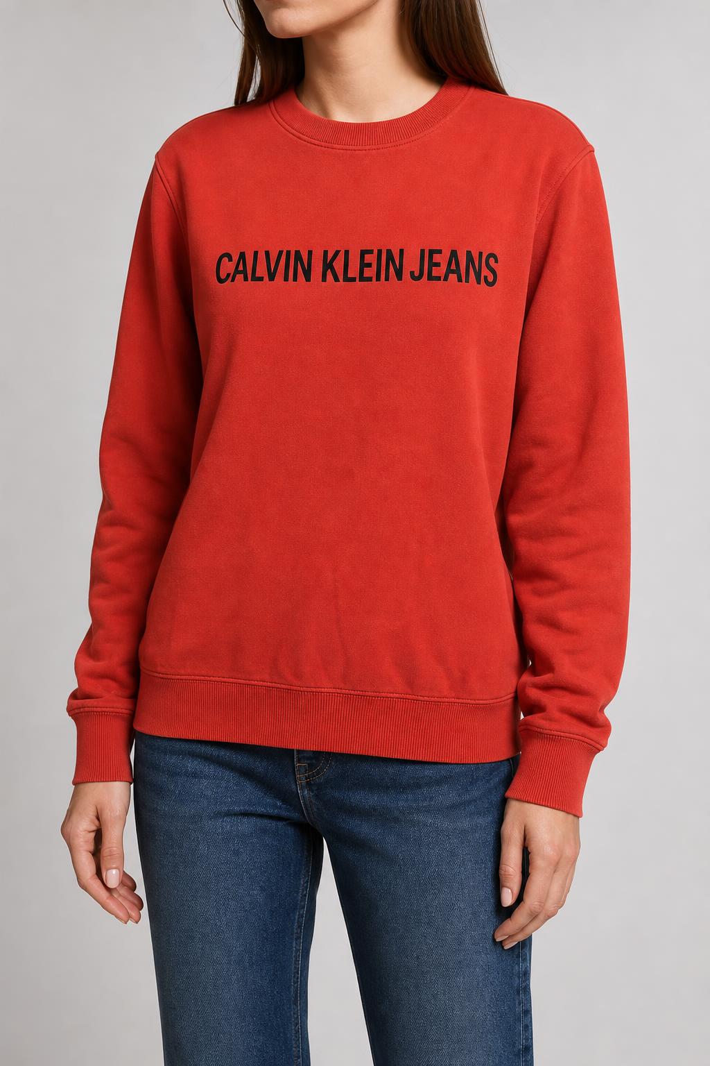 Felpa girocollo Calvin Klein Jeans rossa vintage – Donna Taglia M