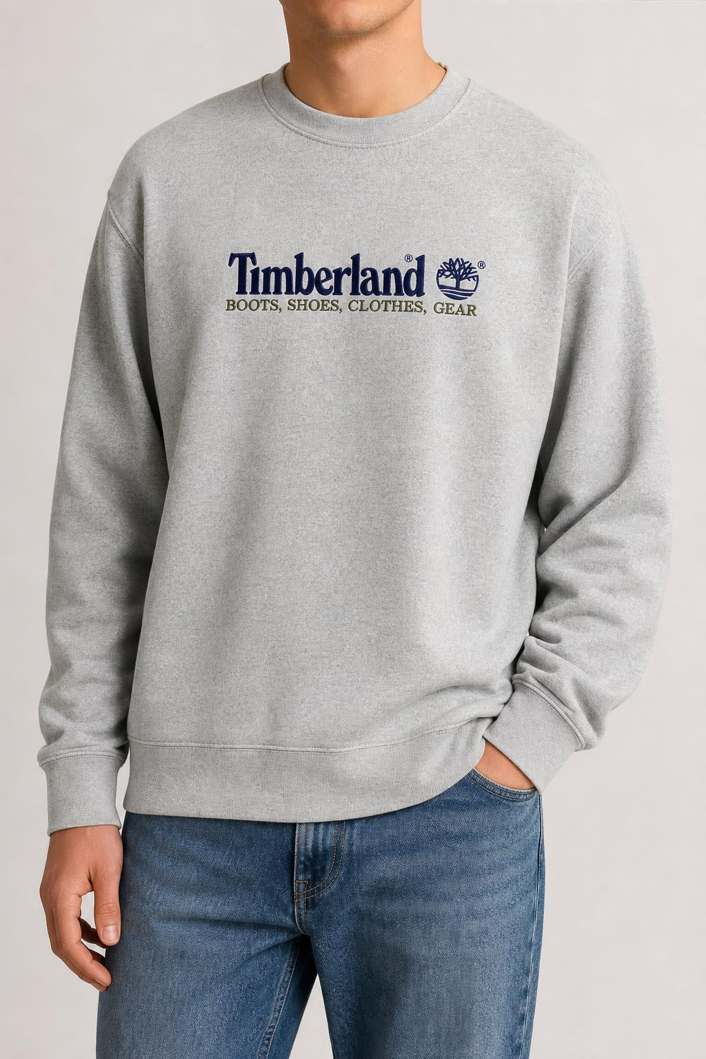 Felpa girocollo Timberland grigia vintage – Uomo Taglia XL