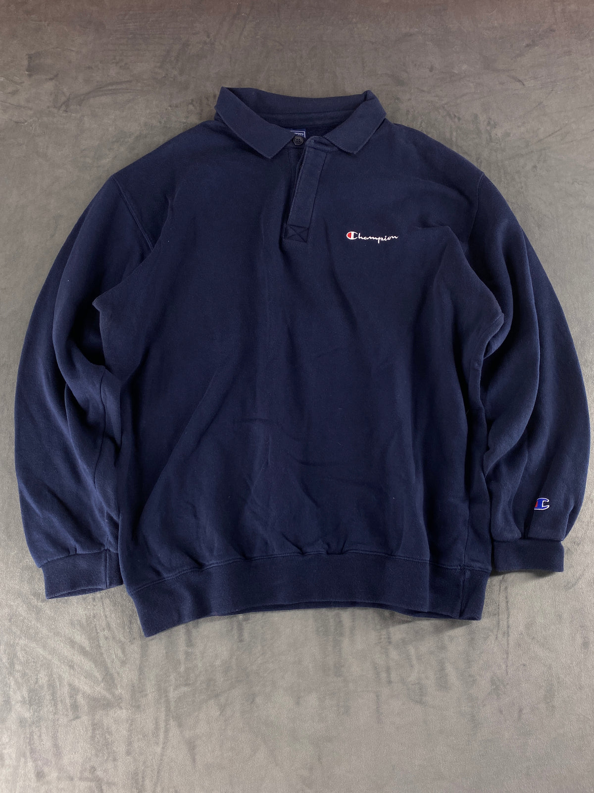 Felpa colletto polo Champion blu navy vintage – Uomo Taglia L