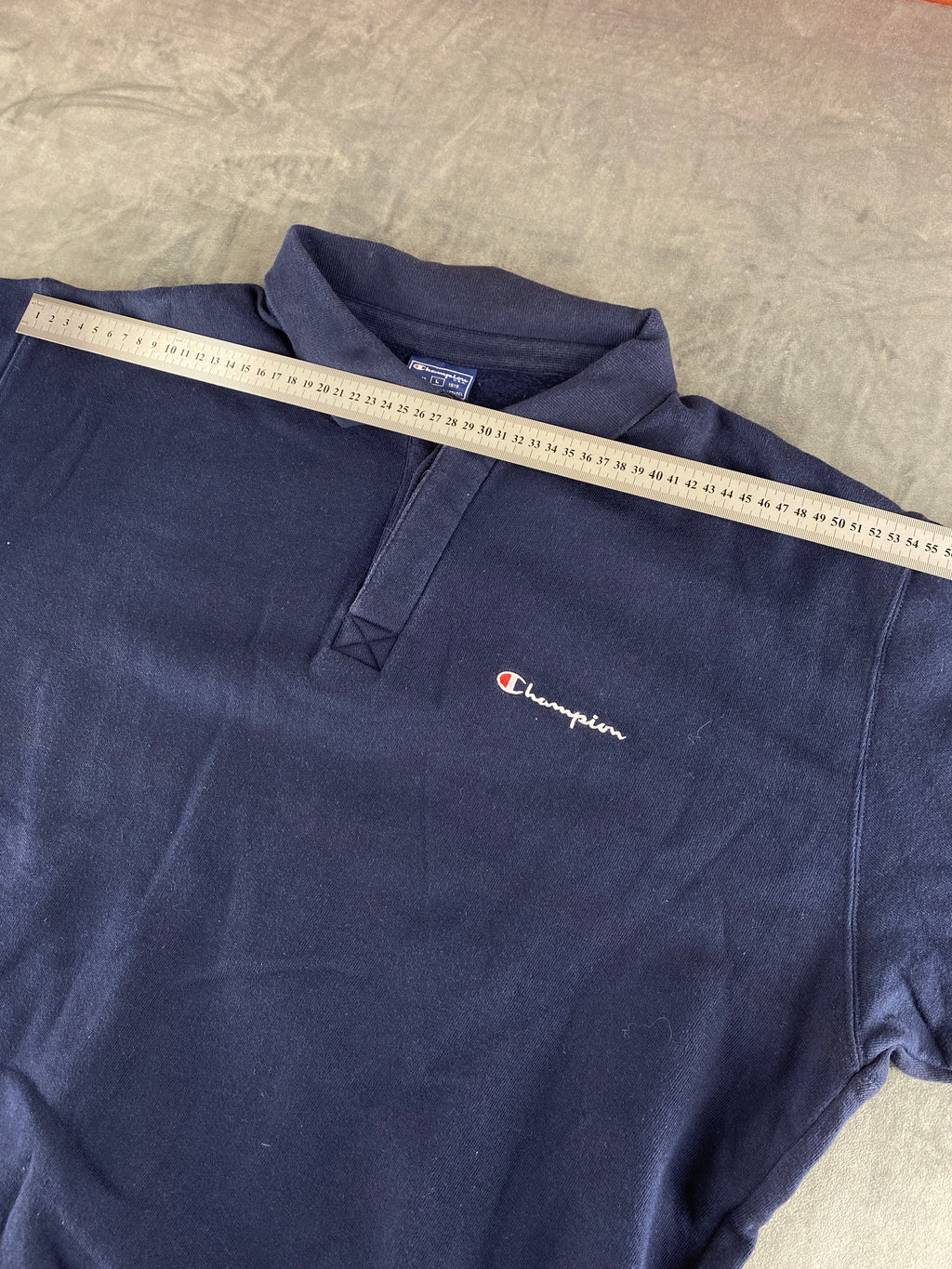 Felpa colletto polo Champion blu navy vintage – Uomo Taglia L