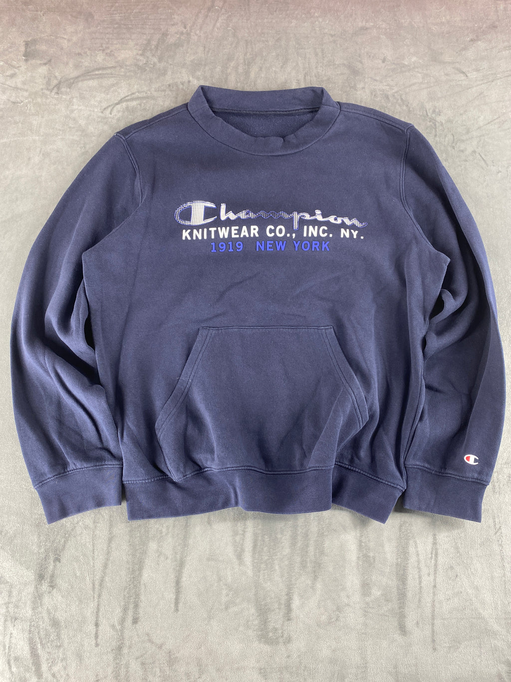 Felpa girocollo Champion Knitwear blu navy vintage – Uomo Taglia M