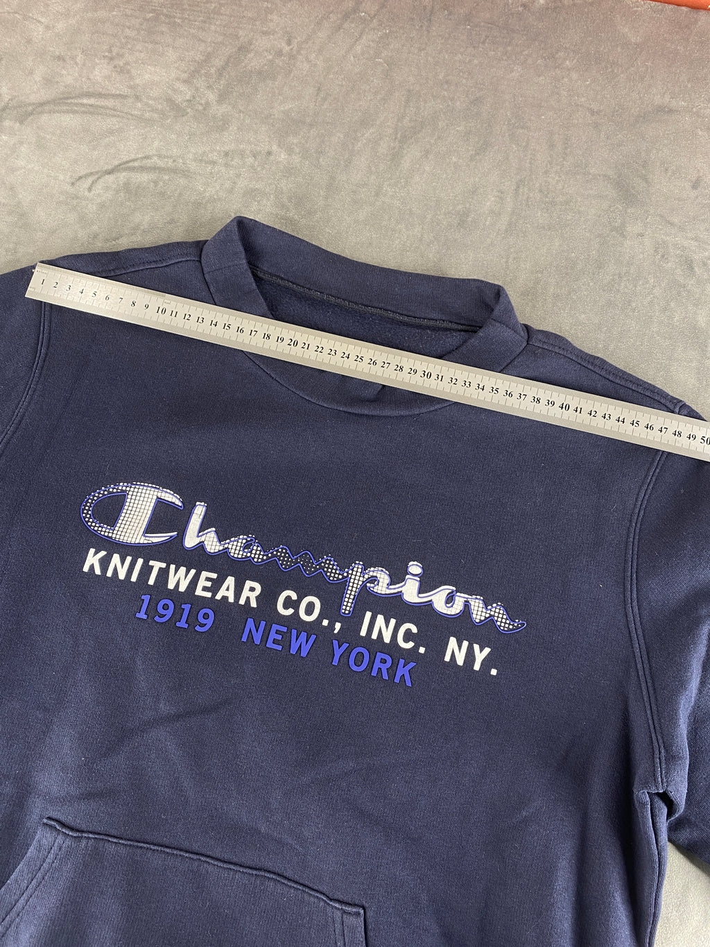 Felpa girocollo Champion Knitwear blu navy vintage – Uomo Taglia M