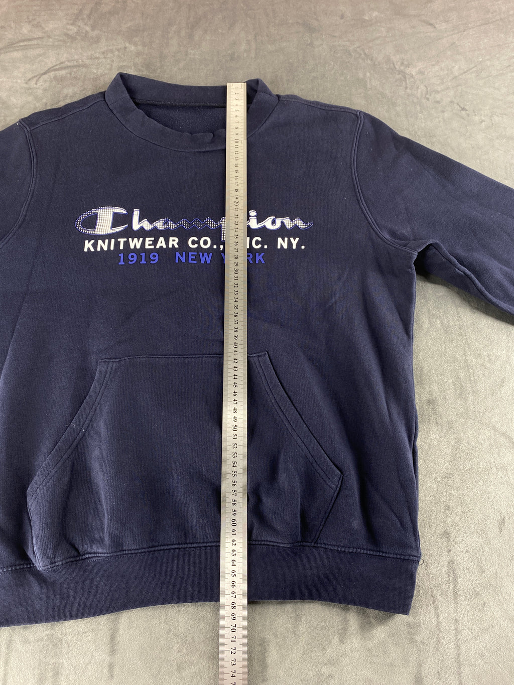 Felpa girocollo Champion Knitwear blu navy vintage – Uomo Taglia M