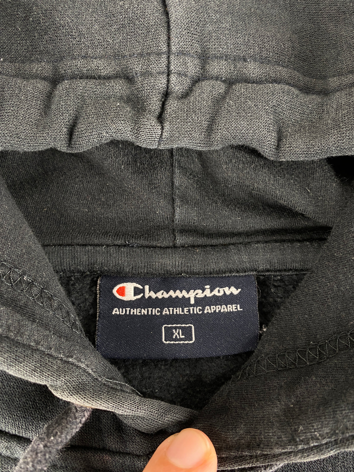 Felpa con cappuccio Champion grigio scuro vintage – Donna Taglia L