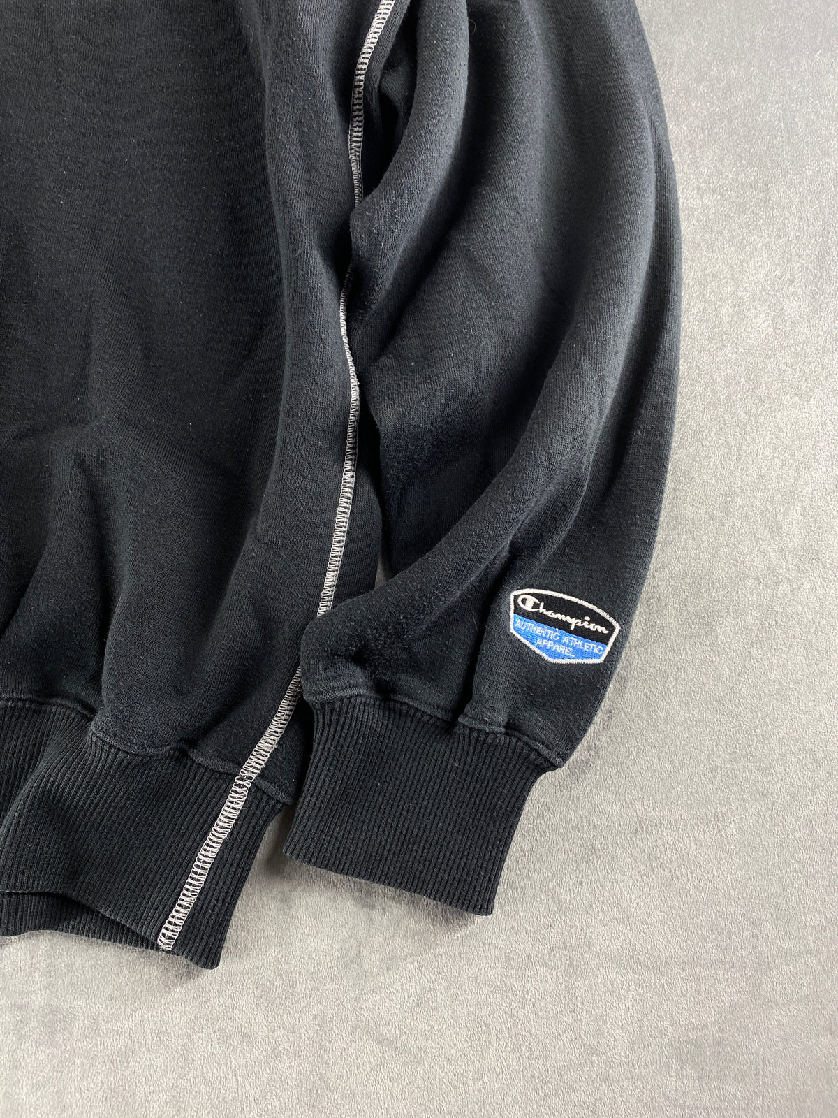 Felpa mezza zip Champion nera vintage – Uomo Taglia XL