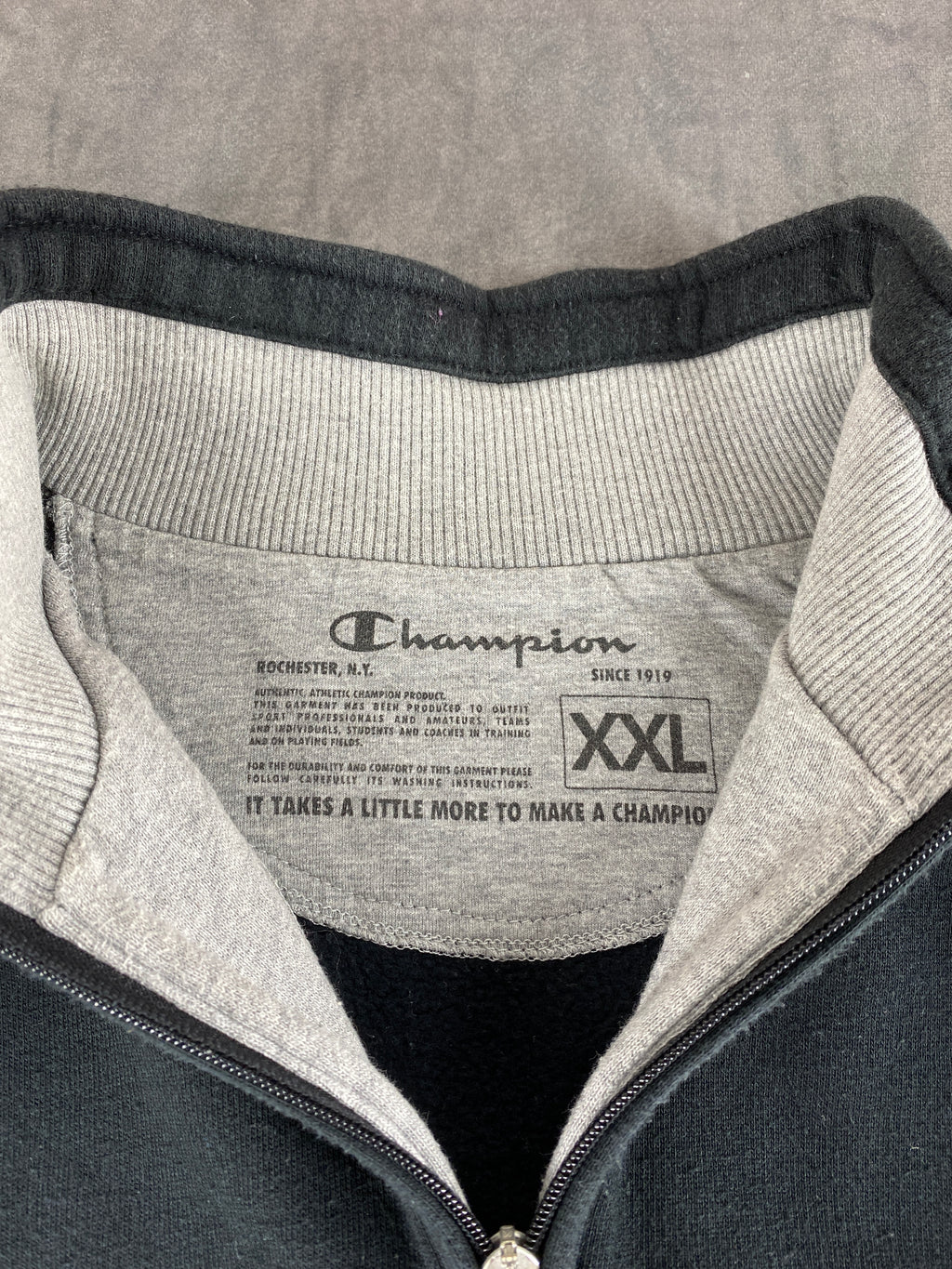 Felpa mezza zip Champion nera vintage – Uomo Taglia XL