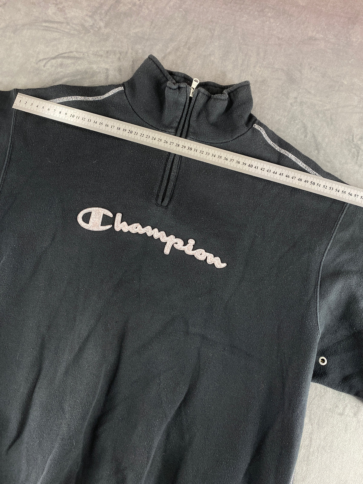 Felpa mezza zip Champion nera vintage – Uomo Taglia XL