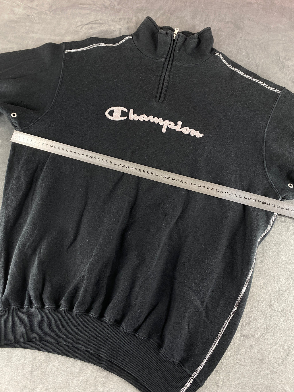Felpa mezza zip Champion nera vintage – Uomo Taglia XL