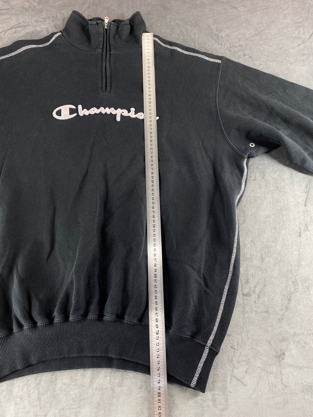 Felpa mezza zip Champion nera vintage – Uomo Taglia XL
