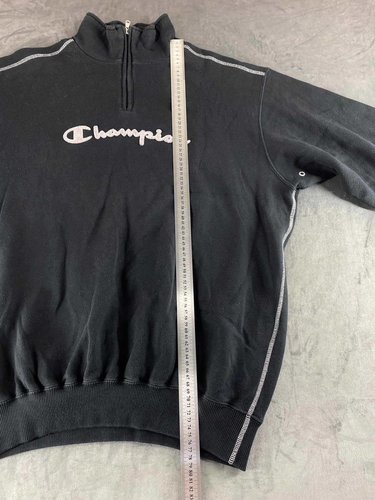 Felpa mezza zip Champion nera vintage – Uomo Taglia XL