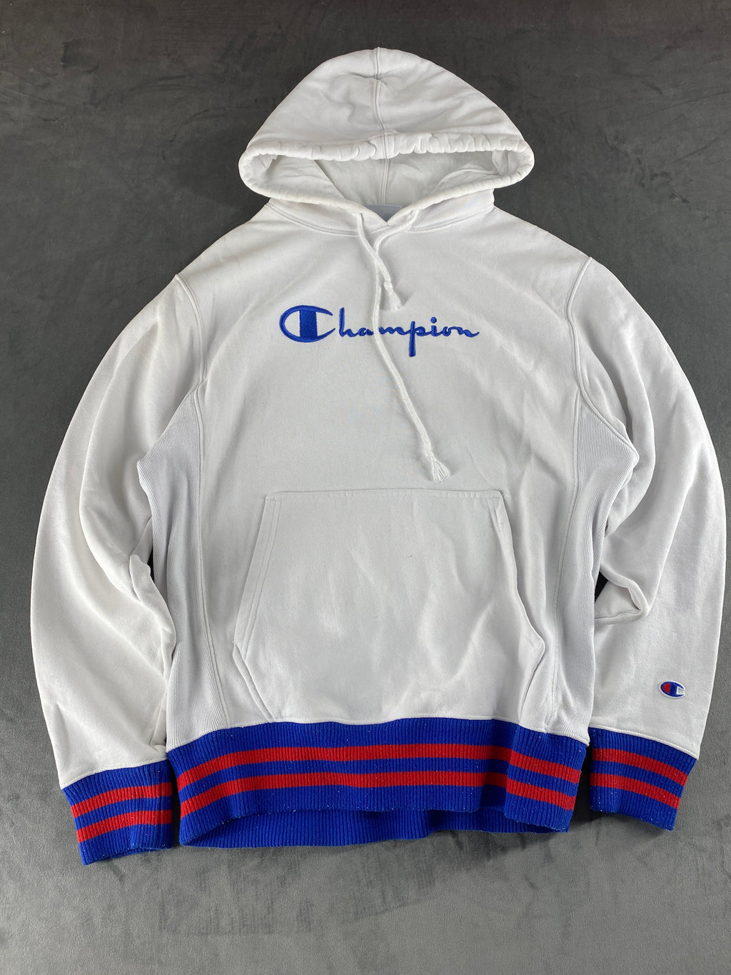 Felpa cappuccio Champion Reverse Weave bianca vintage – Uomo Taglia M