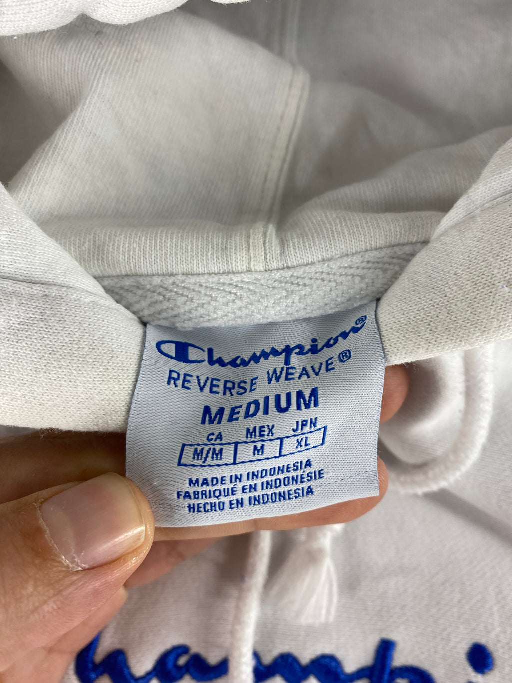 Felpa cappuccio Champion Reverse Weave bianca vintage – Uomo Taglia M