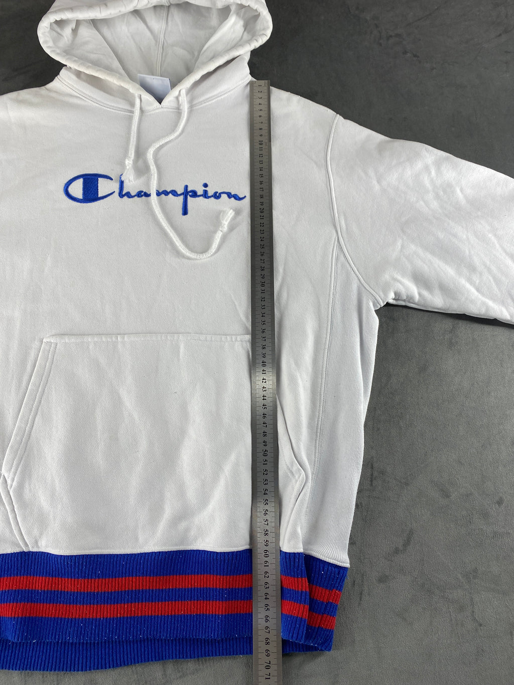 Felpa cappuccio Champion Reverse Weave bianca vintage – Uomo Taglia M