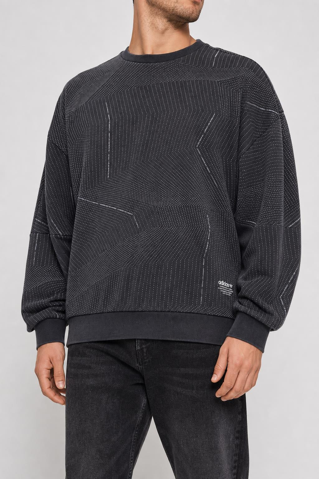 Felpa girocollo Adidas grigio scuro fantasia vintage – Uomo Taglia L