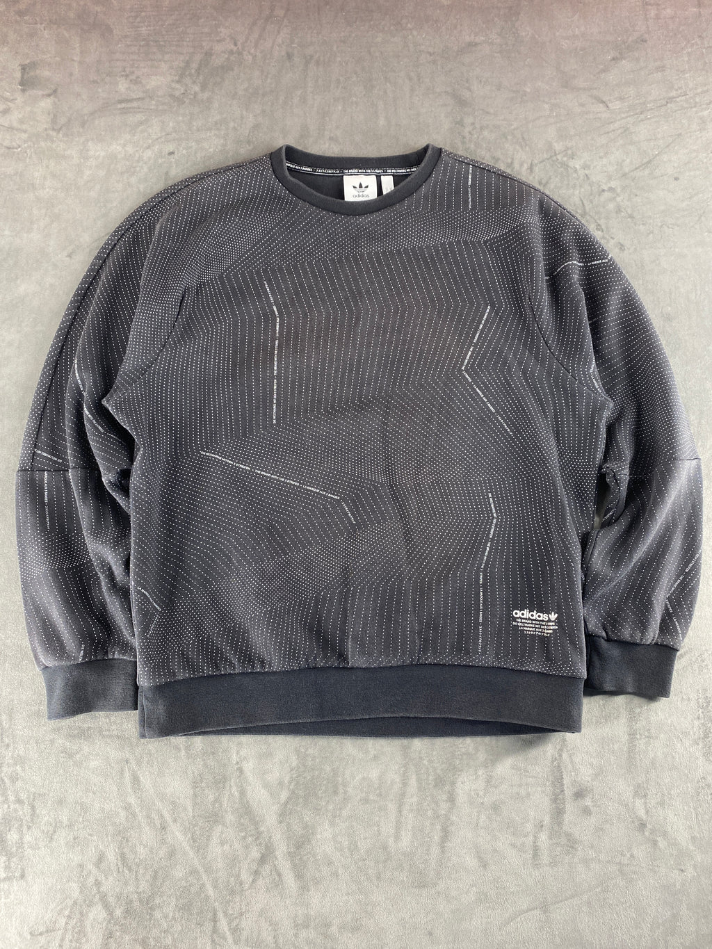 Felpa girocollo Adidas grigio scuro fantasia vintage – Uomo Taglia L
