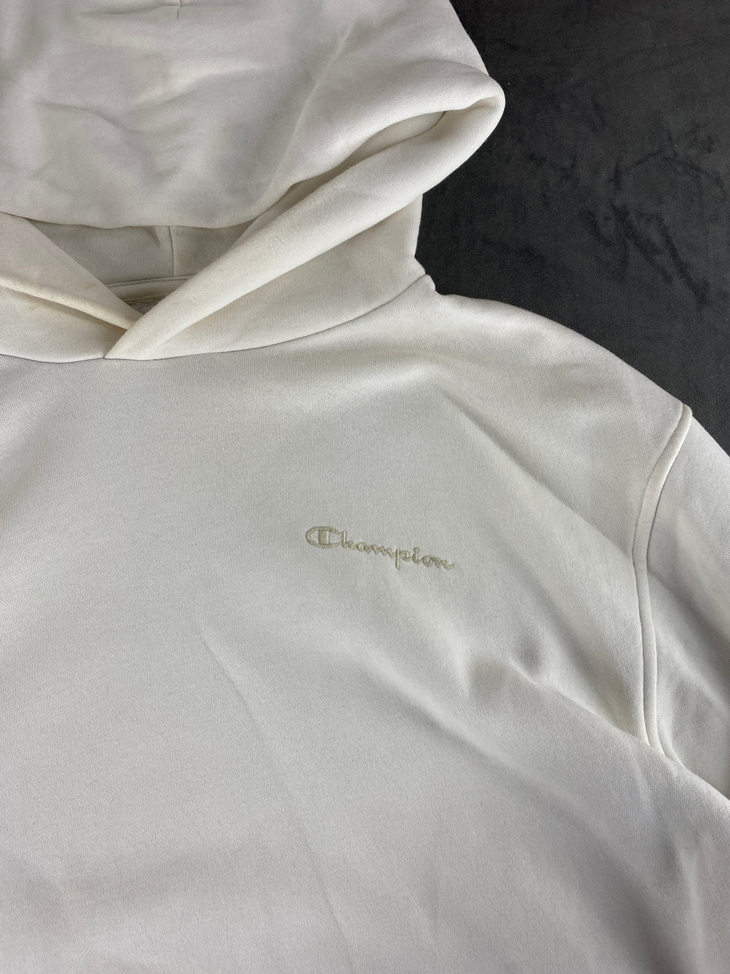 Felpa con cappuccio Champion panna vintage – Donna Taglia L