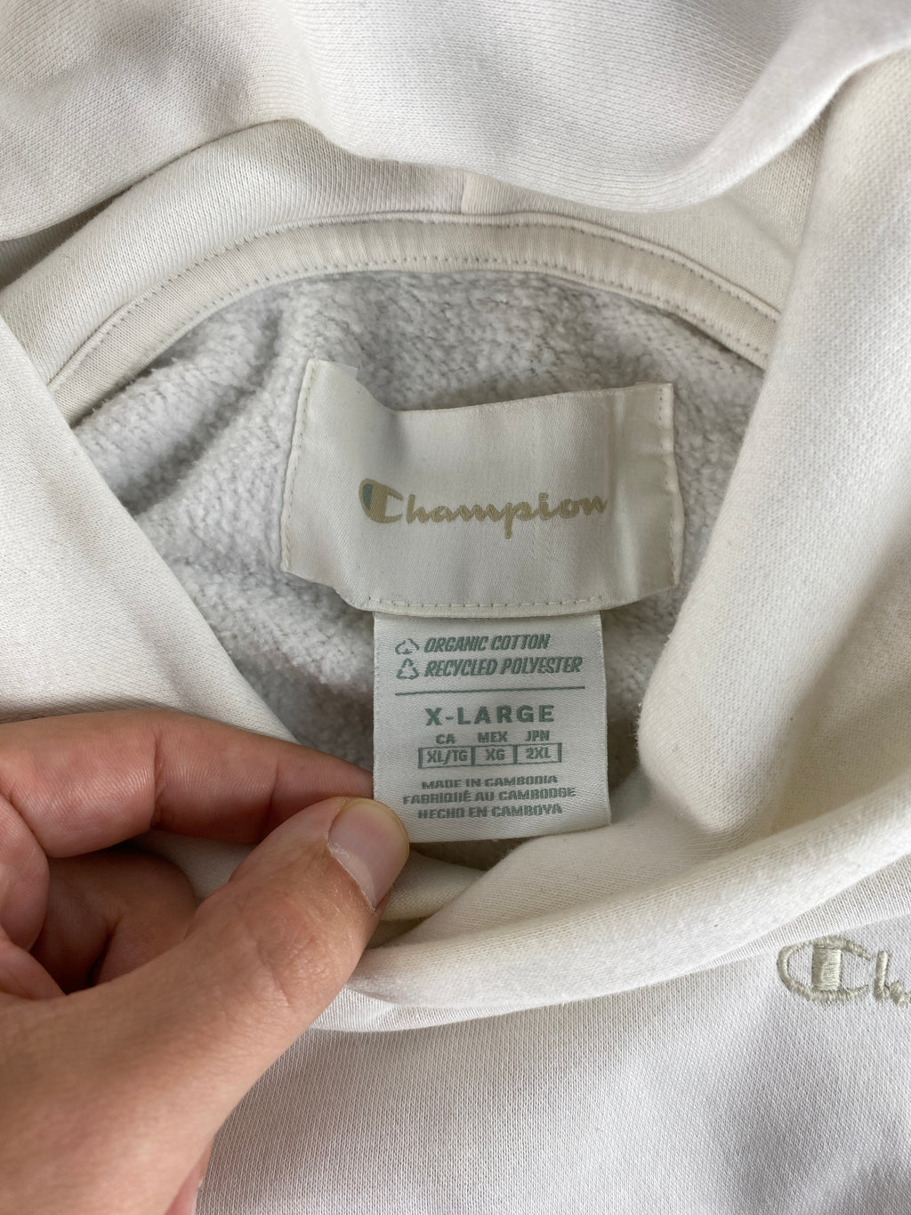 Felpa con cappuccio Champion panna vintage – Donna Taglia L