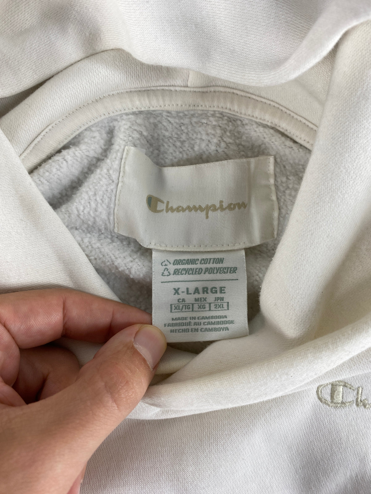 Felpa con cappuccio Champion panna vintage – Donna Taglia L