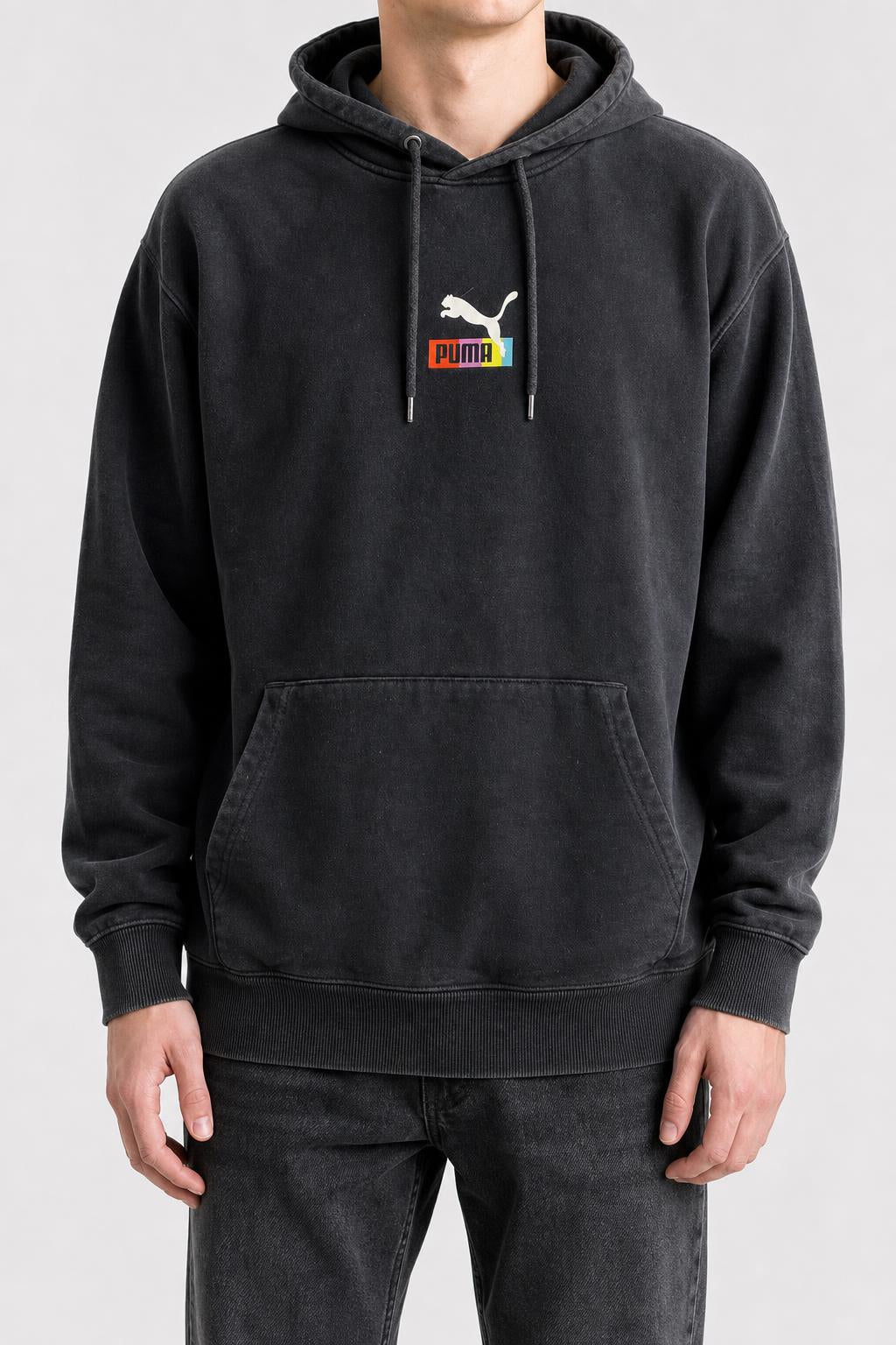 Felpa con cappuccio Puma nera vintage – Uomo Taglia L