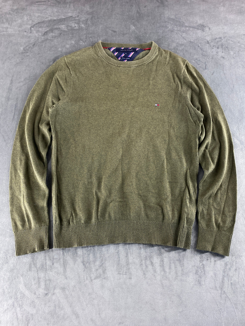 Maglione Tommy Hilfiger verde militare vintage – Uomo Taglia XS