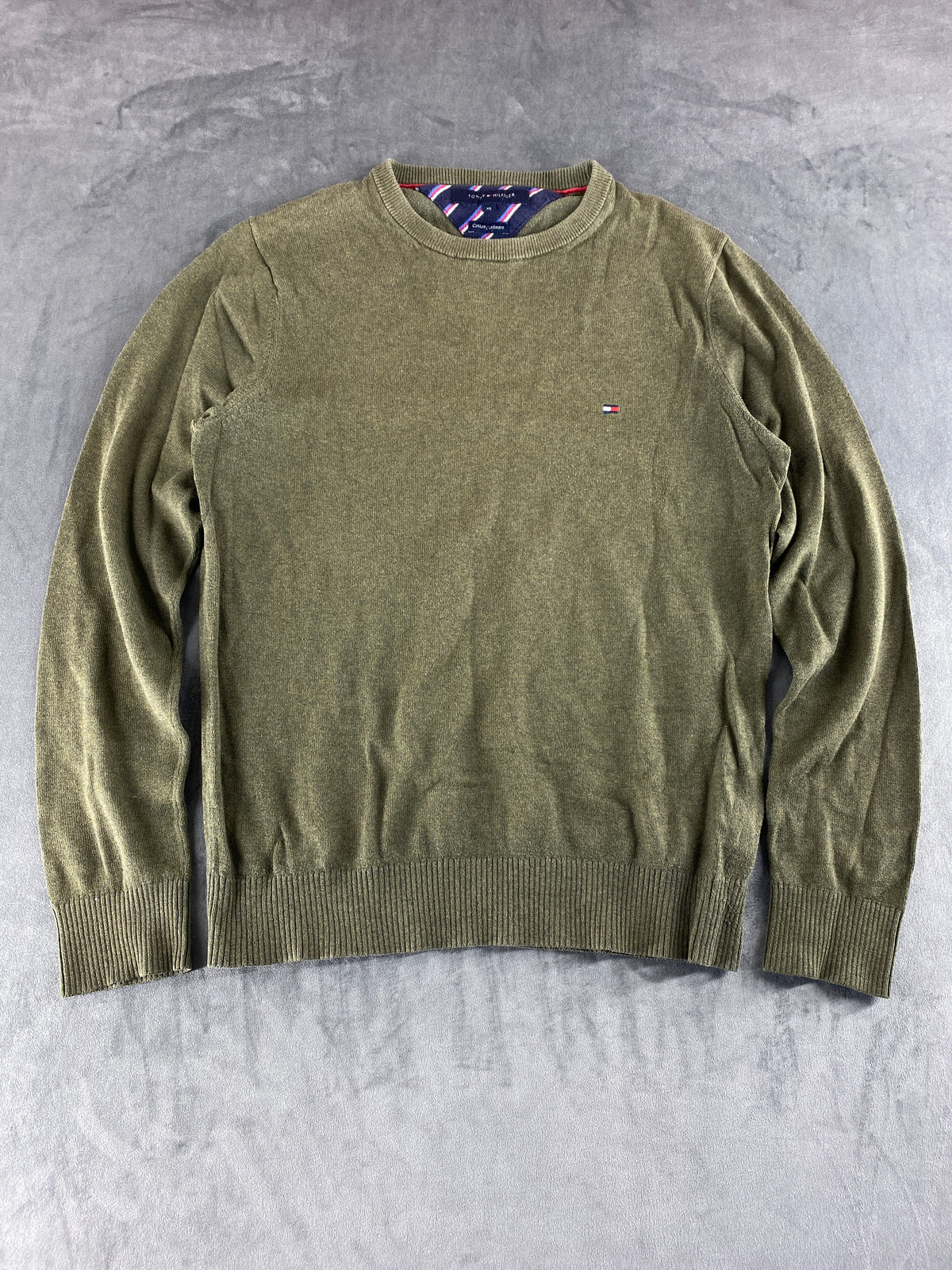 Maglione Tommy Hilfiger verde militare vintage – Uomo Taglia XS