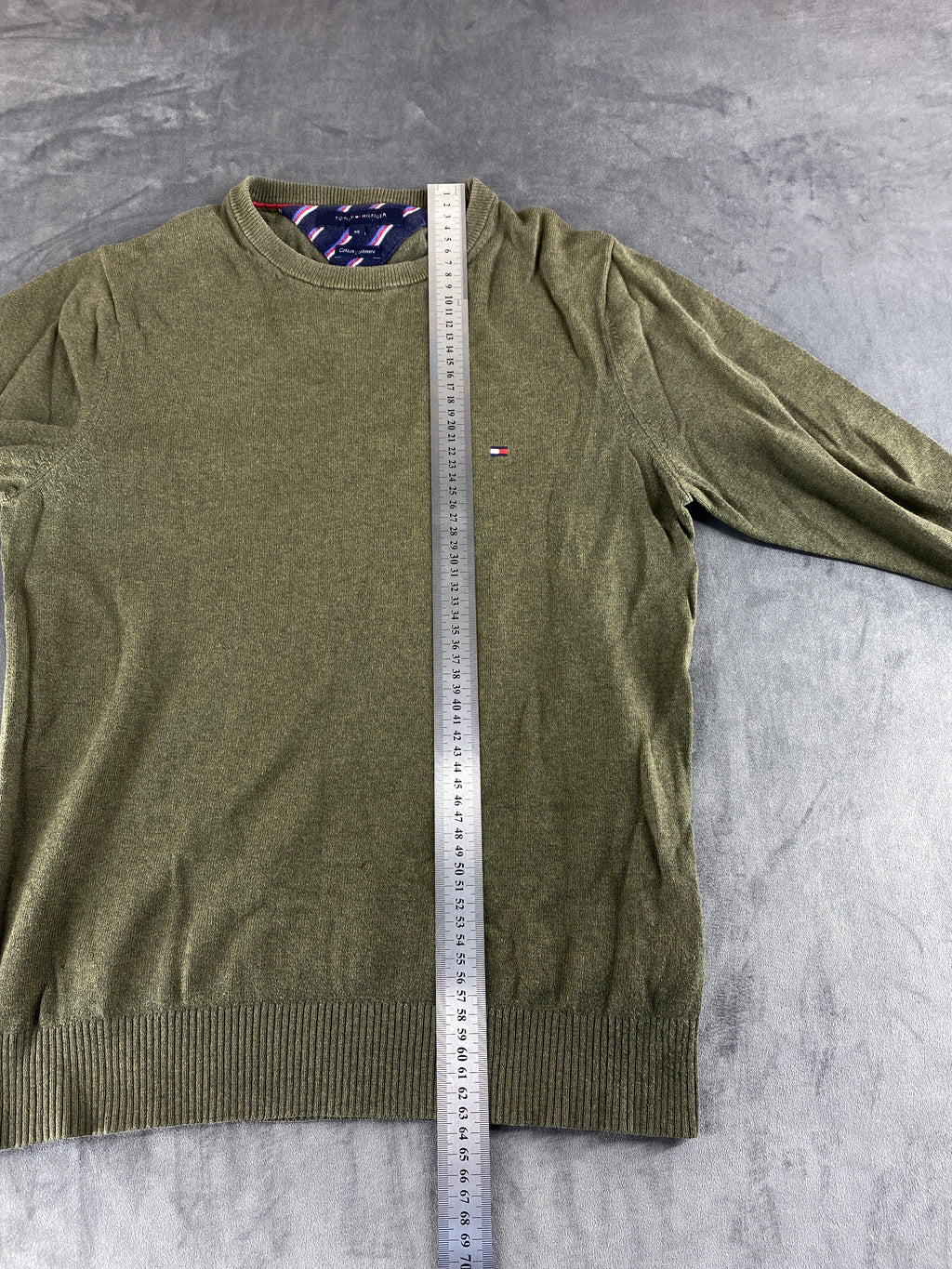 Maglione Tommy Hilfiger verde militare vintage – Uomo Taglia XS