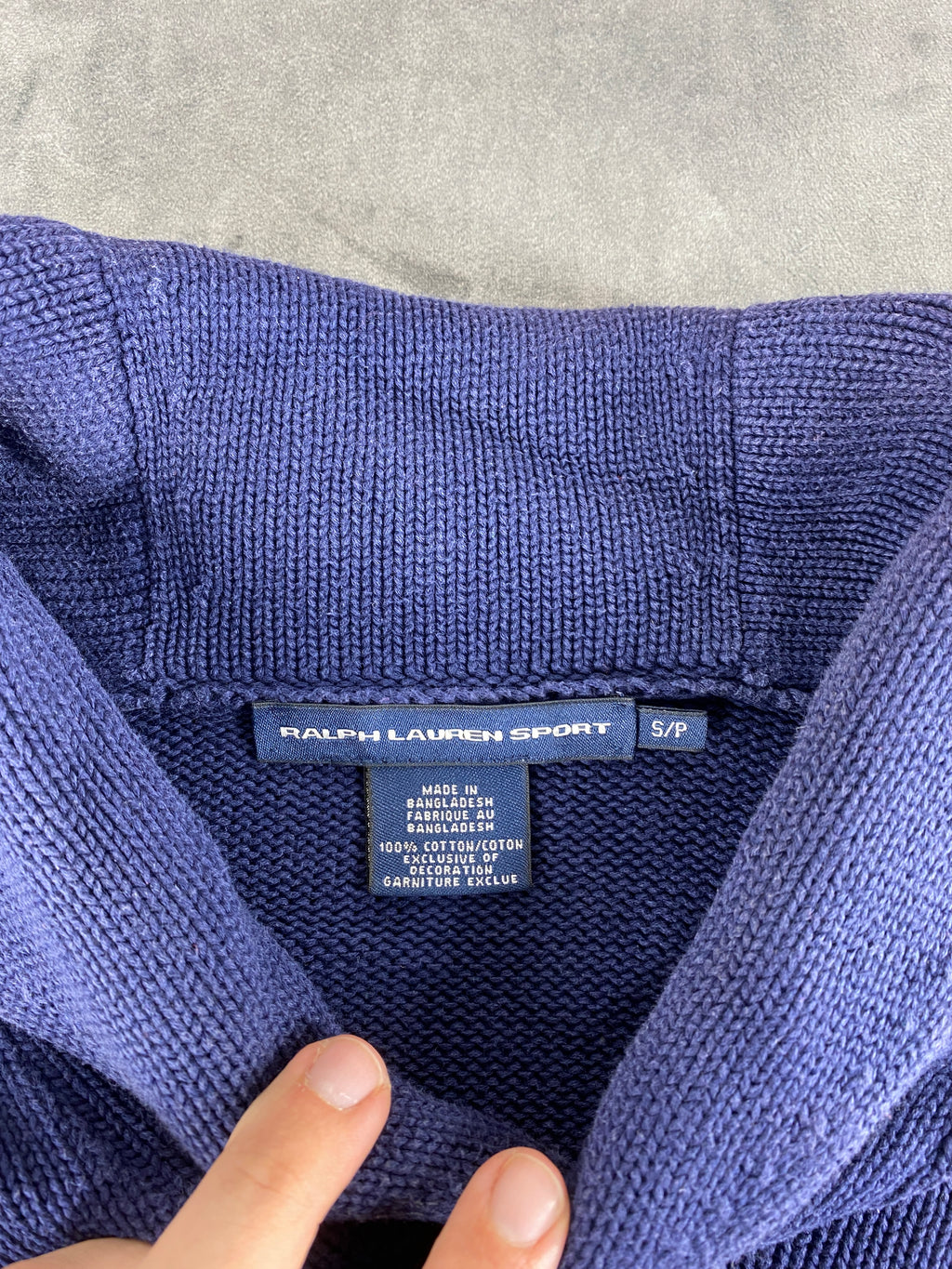 Maglione Ralph Lauren collo a scialle blu vintage – Uomo Taglia S