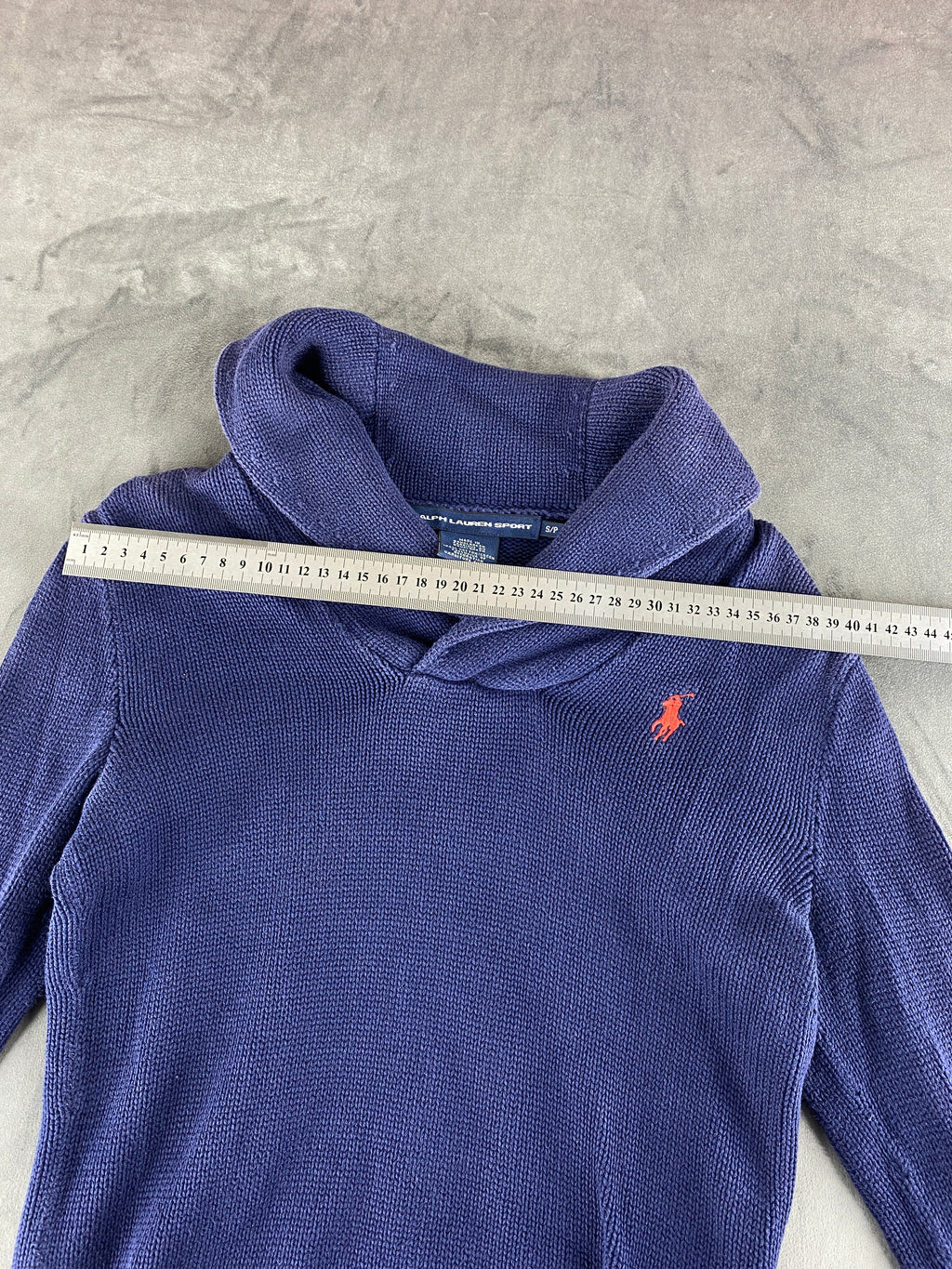 Maglione Ralph Lauren collo a scialle blu vintage – Uomo Taglia S
