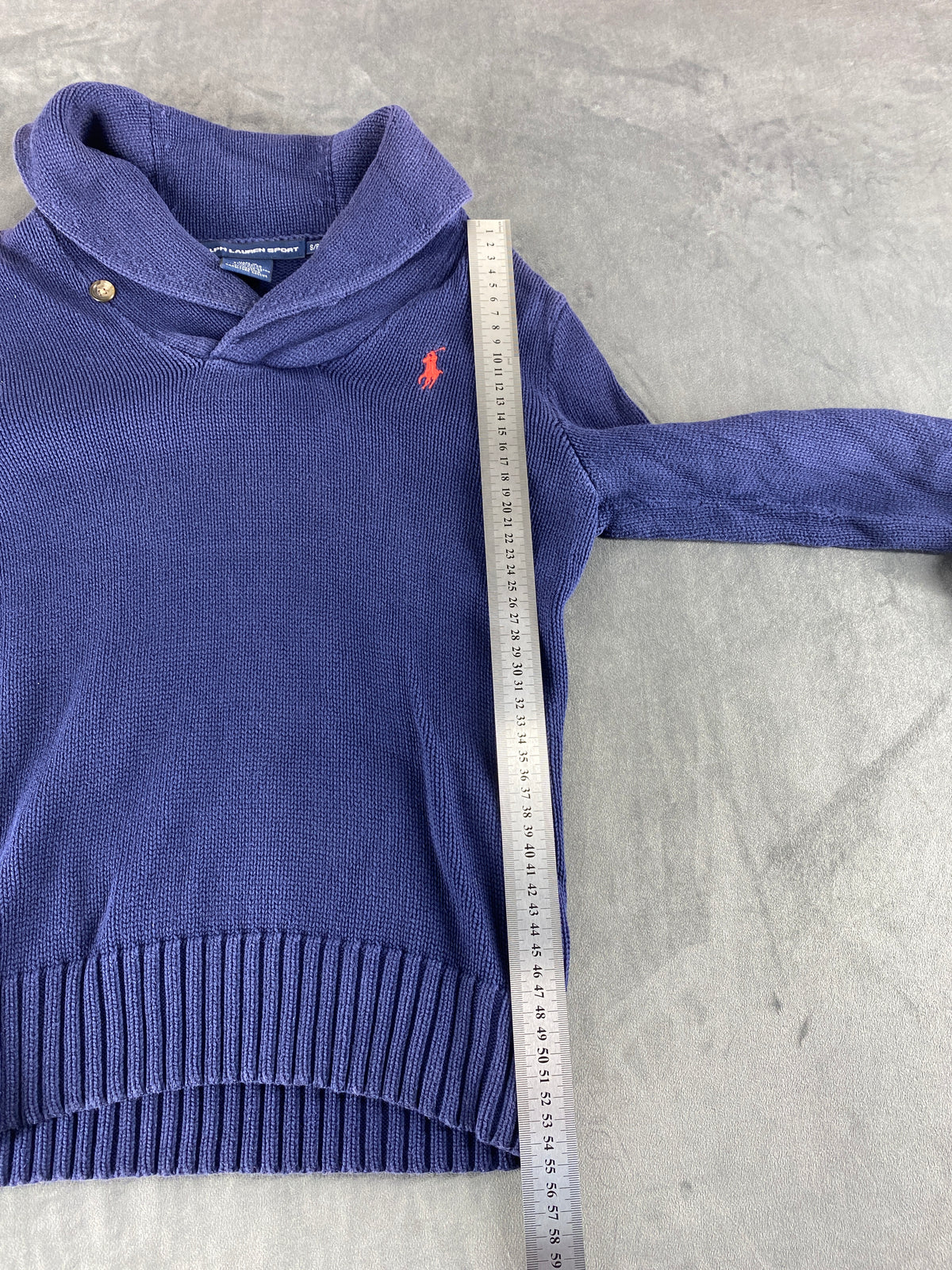 Maglione Ralph Lauren collo a scialle blu vintage – Uomo Taglia S