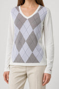 Maglione Tommy Hilfiger scollo a V rombi vintage – Donna Taglia M