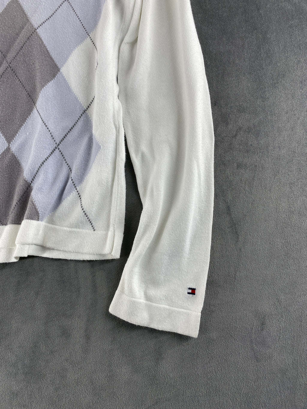 Maglione Tommy Hilfiger scollo a V rombi vintage – Donna Taglia M