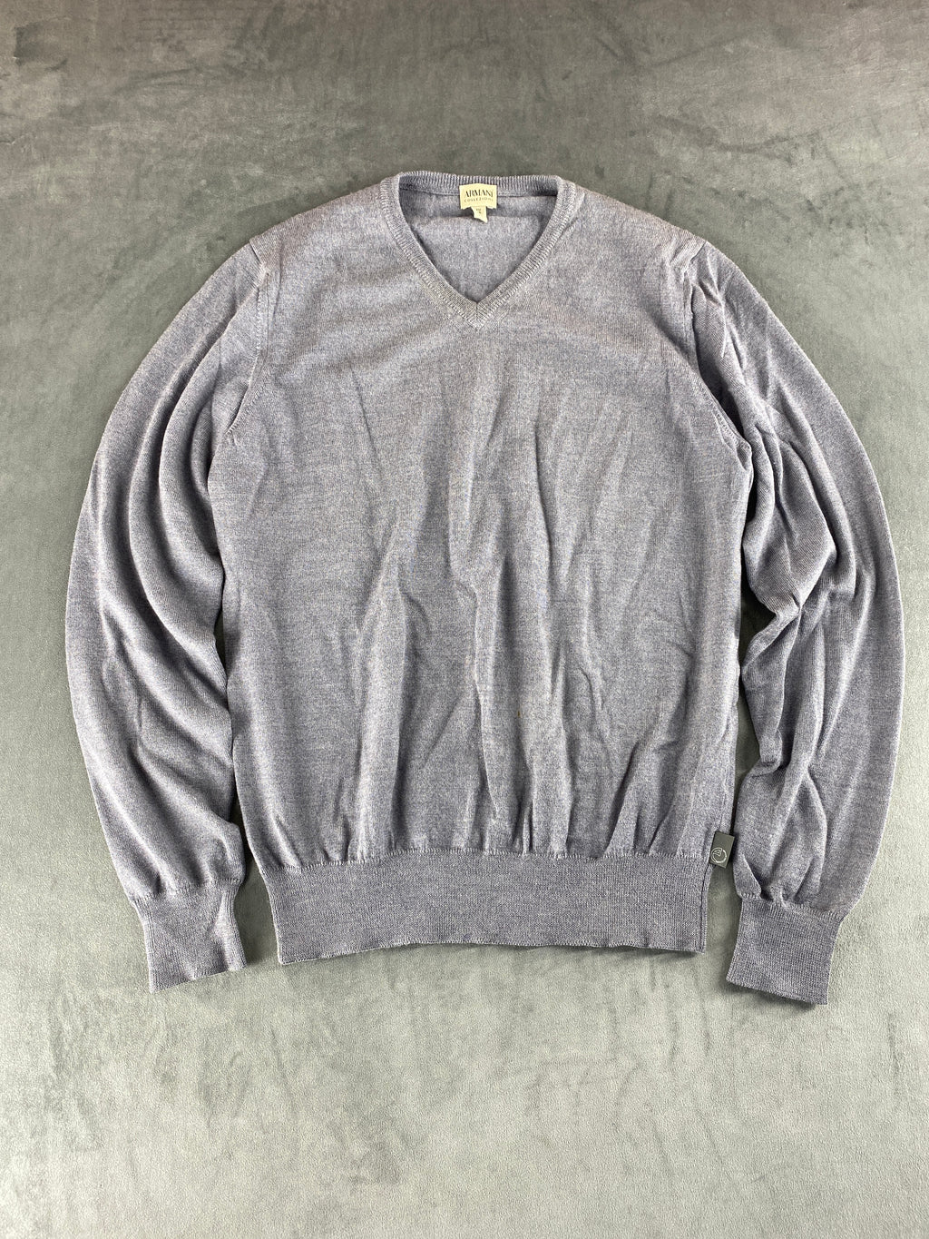 Maglione Armani Collezioni scollo a V grigio vintage – Uomo Taglia S