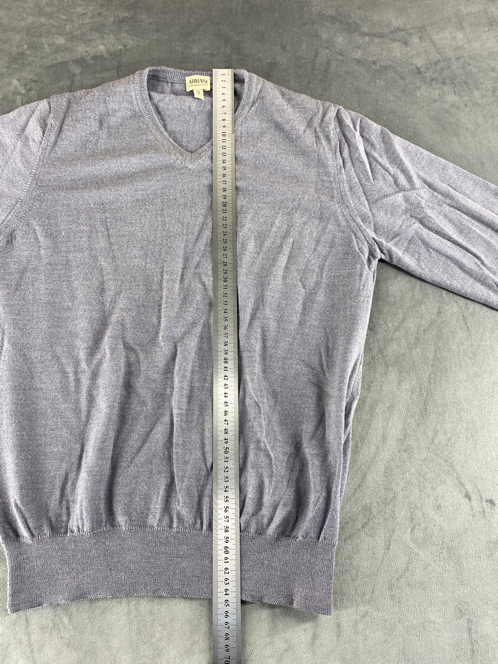 Maglione Armani Collezioni scollo a V grigio vintage – Uomo Taglia S