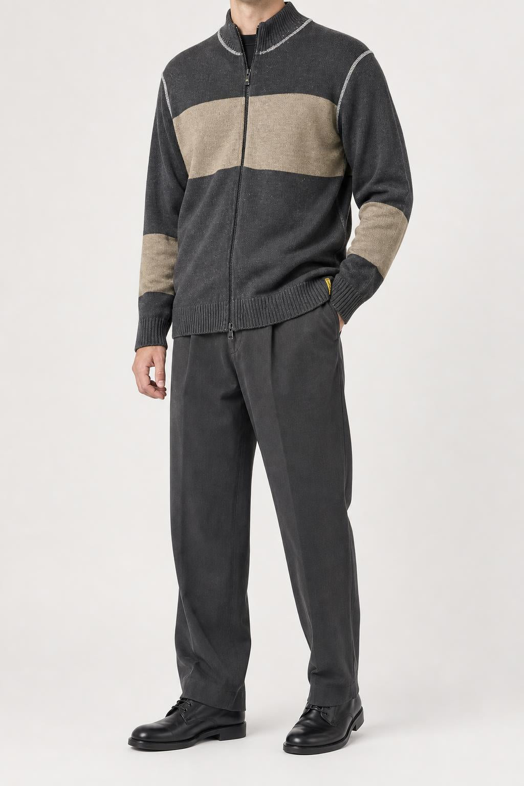 Maglione zip Armani Jeans grigio vintage – Uomo Taglia XL