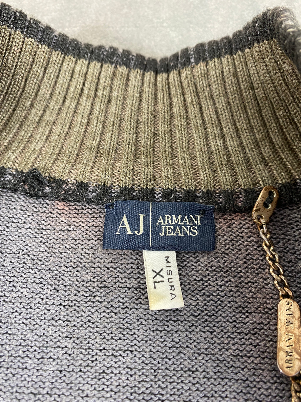 Maglione zip Armani Jeans grigio vintage – Uomo Taglia XL