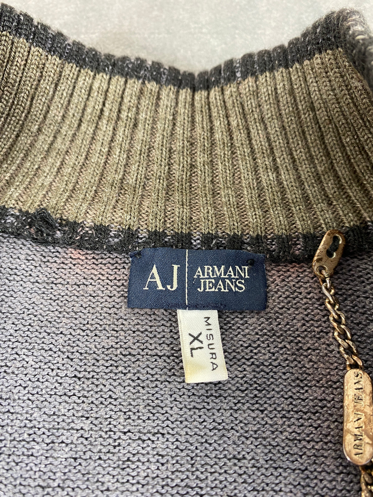 Maglione zip Armani Jeans grigio vintage – Uomo Taglia XL