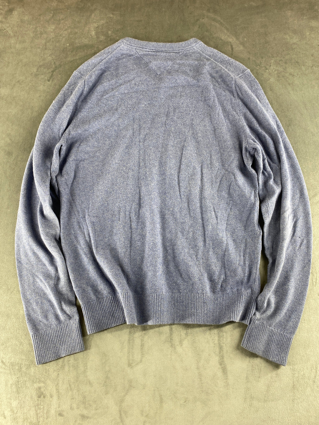 Maglione Tommy Hilfiger scollo a V azzurro vintage – Uomo Taglia L