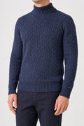 Maglione Tommy Hilfiger collo alto trecce blu vintage – Uomo Taglia S
