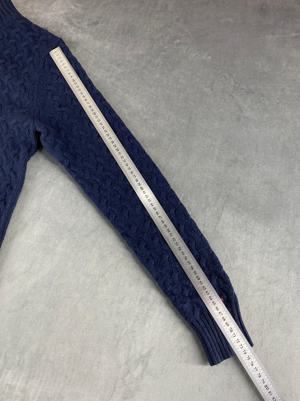 Maglione Tommy Hilfiger collo alto trecce blu vintage – Uomo Taglia S