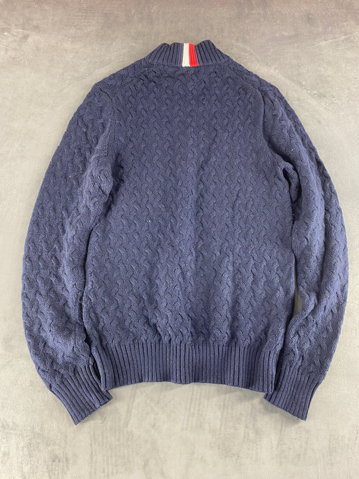 Maglione Tommy Hilfiger collo alto trecce blu vintage – Uomo Taglia S