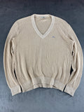 Maglione Lacoste scollo a V beige vintage – Donna Taglia L