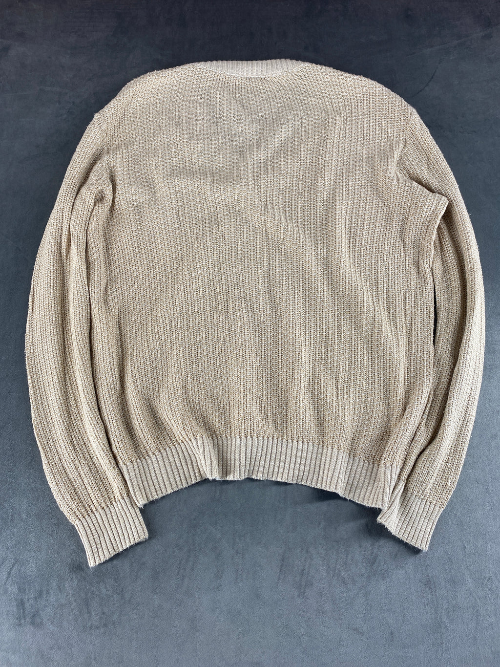 Maglione Lacoste scollo a V beige vintage – Donna Taglia L