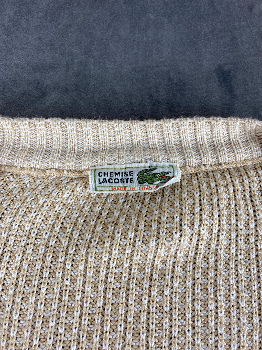 Maglione Lacoste scollo a V beige vintage – Donna Taglia L