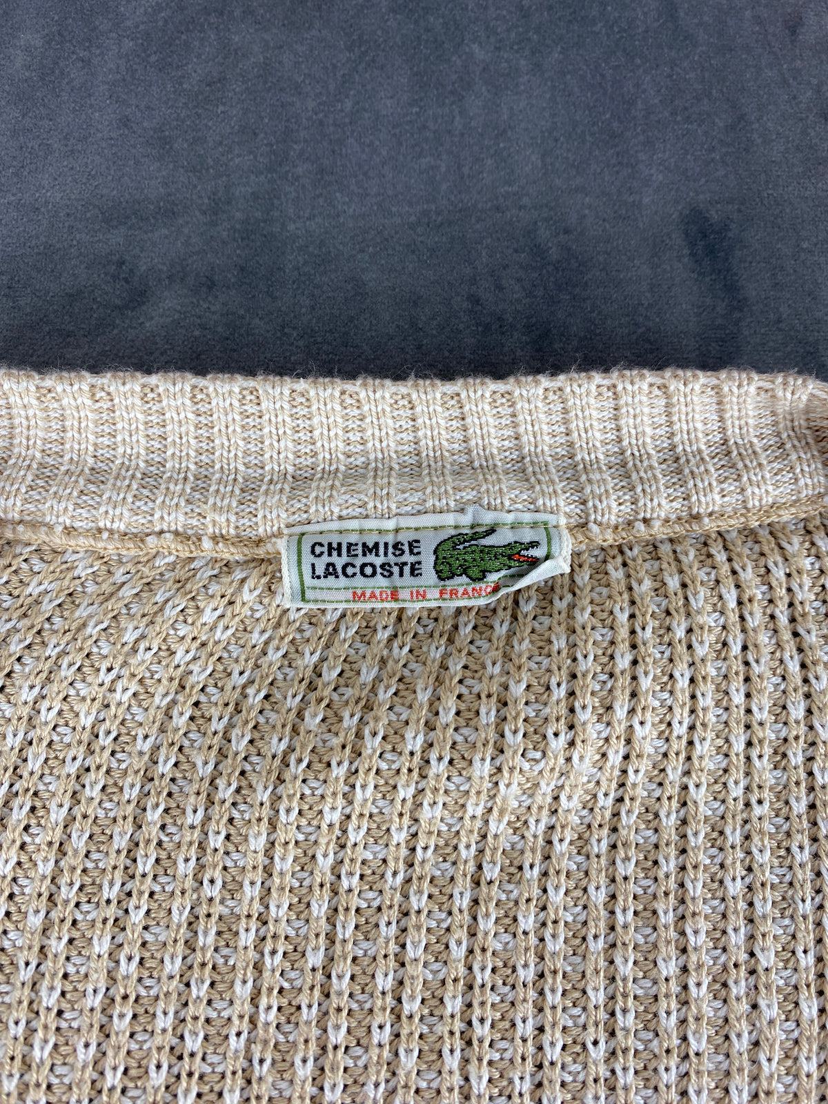 Maglione Lacoste scollo a V beige vintage – Donna Taglia L