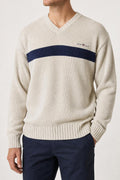 Maglione Gant scollo a V panna riga blu vintage – Uomo Taglia S