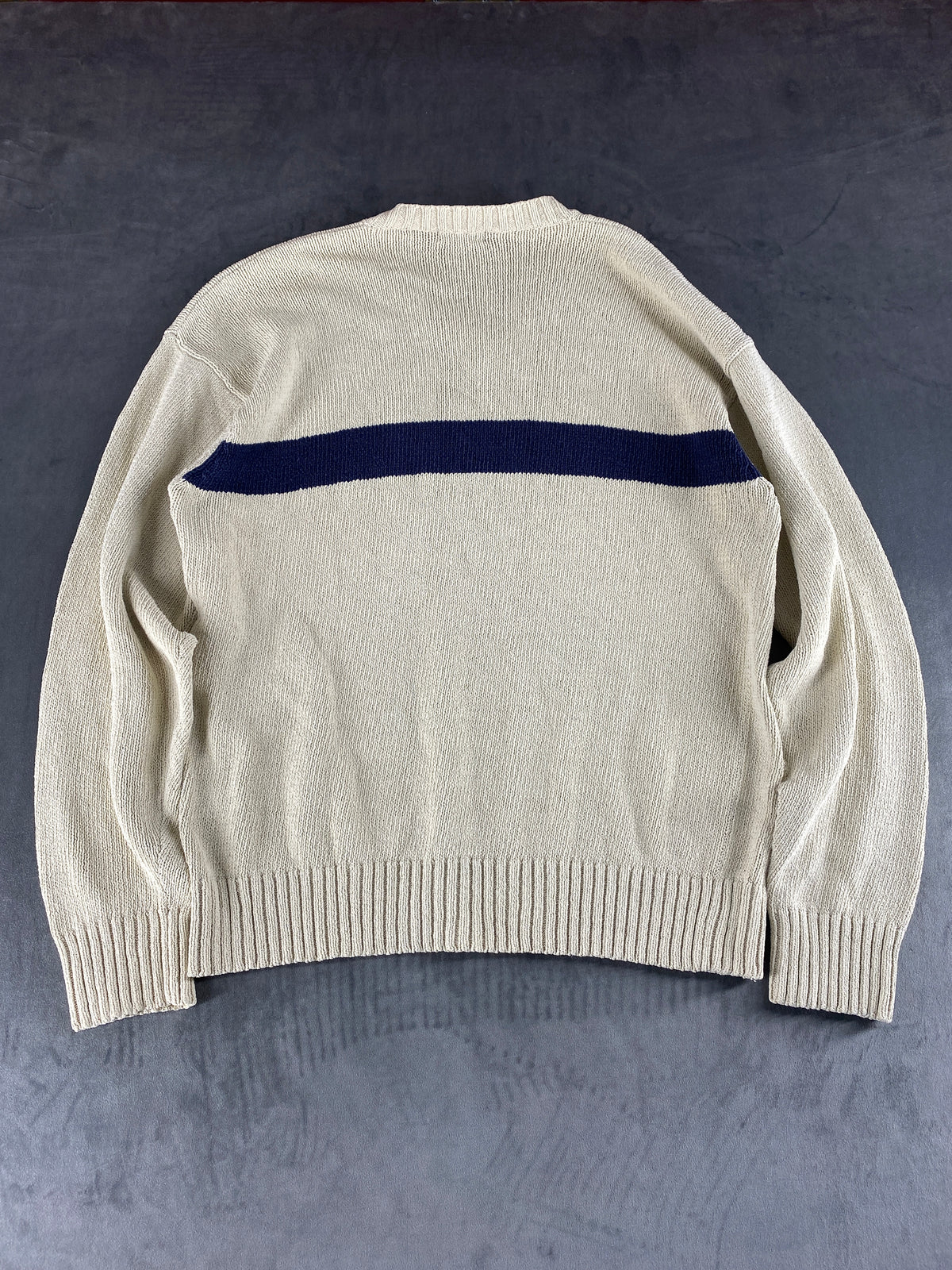 Maglione Gant scollo a V panna riga blu vintage – Uomo Taglia S